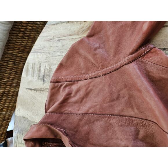 Collection Privee Pelle Leather Jacket Womens Size 42/6 Made In Italy Brown - Picture 13 of 16